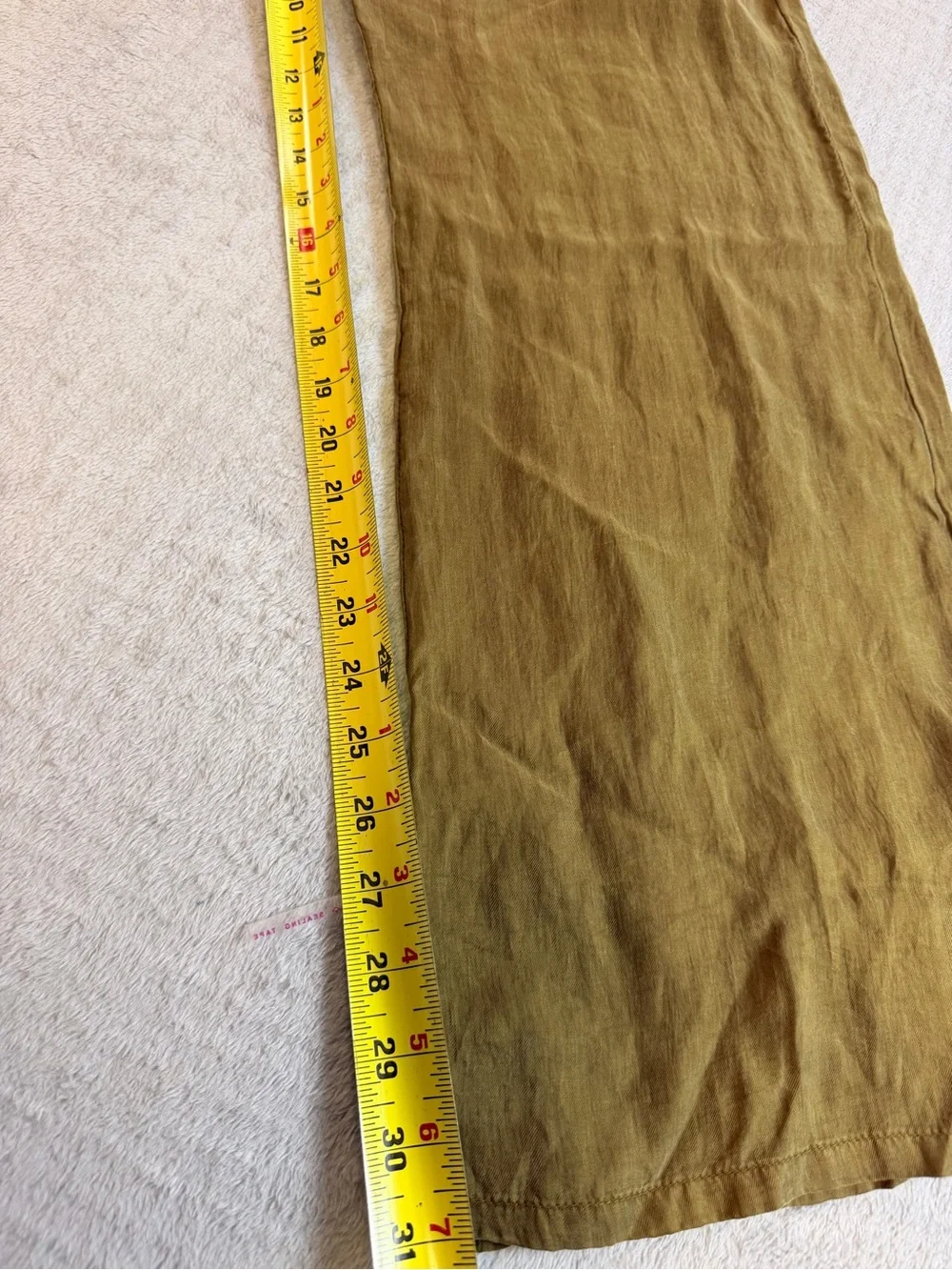 Zara NWT 100% Linen Olive Drawstring Wide Leg Pants Size 8
